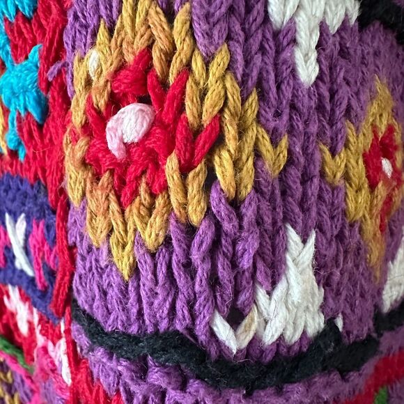 Vintage Rainbow Multicolor Knit Sweater 80s 90s Funky Grandma 3D Size XL - Picture 7 of 10